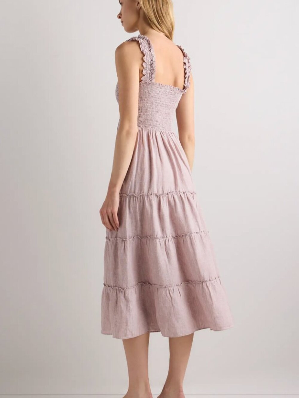 Quince 100% European Linen Smocked Midi Dress - Picture 3 of 5